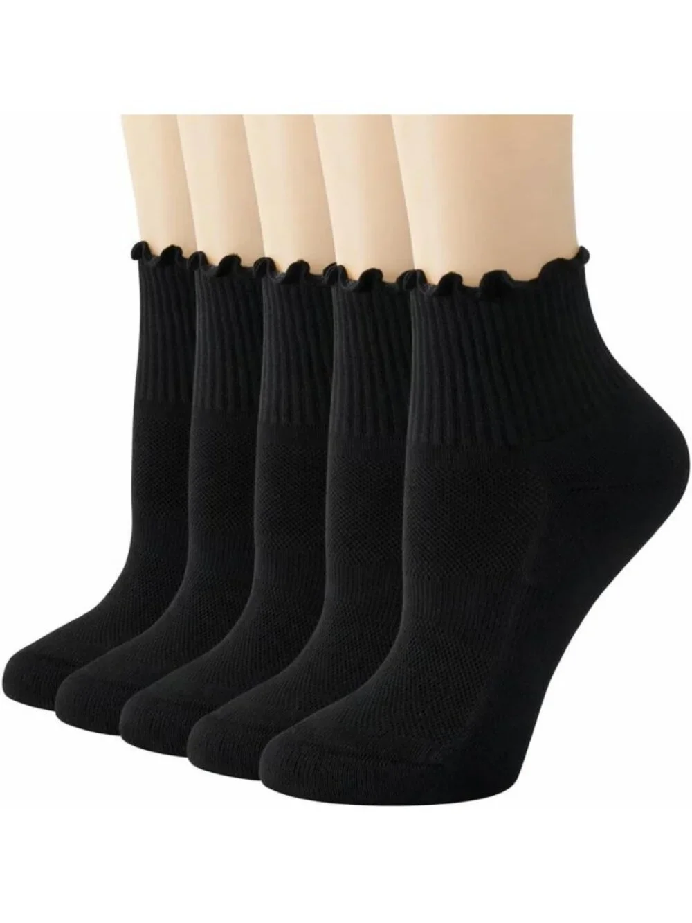 Cozy Women's Ruffle Mini Crew & Ankle Socks, 5/6 Pairs Cotton Cushioned Athletic